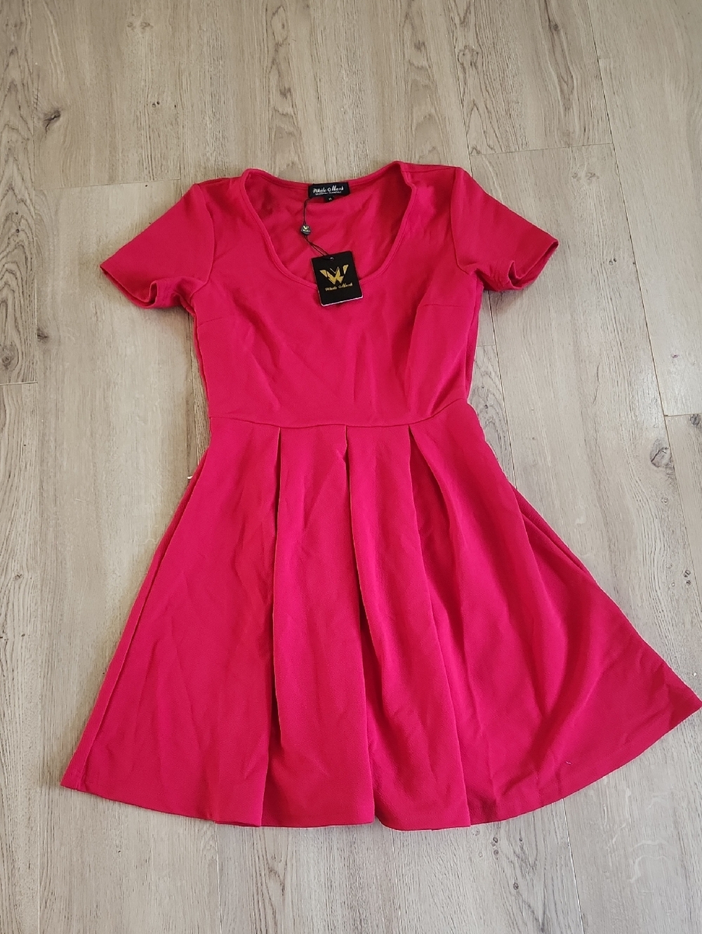 White Mark Red Short-Sleeve Fit & Flare Mini Dress